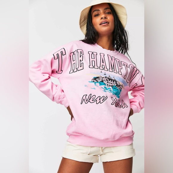 Free People Tops - The Hamptons AS 2.0 Waterfront Billboard Crewneck - Pink